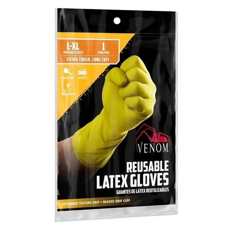 VENOM STEEL Reusable Gloves, LXL, 9 in L, Latex, Green VEN9125